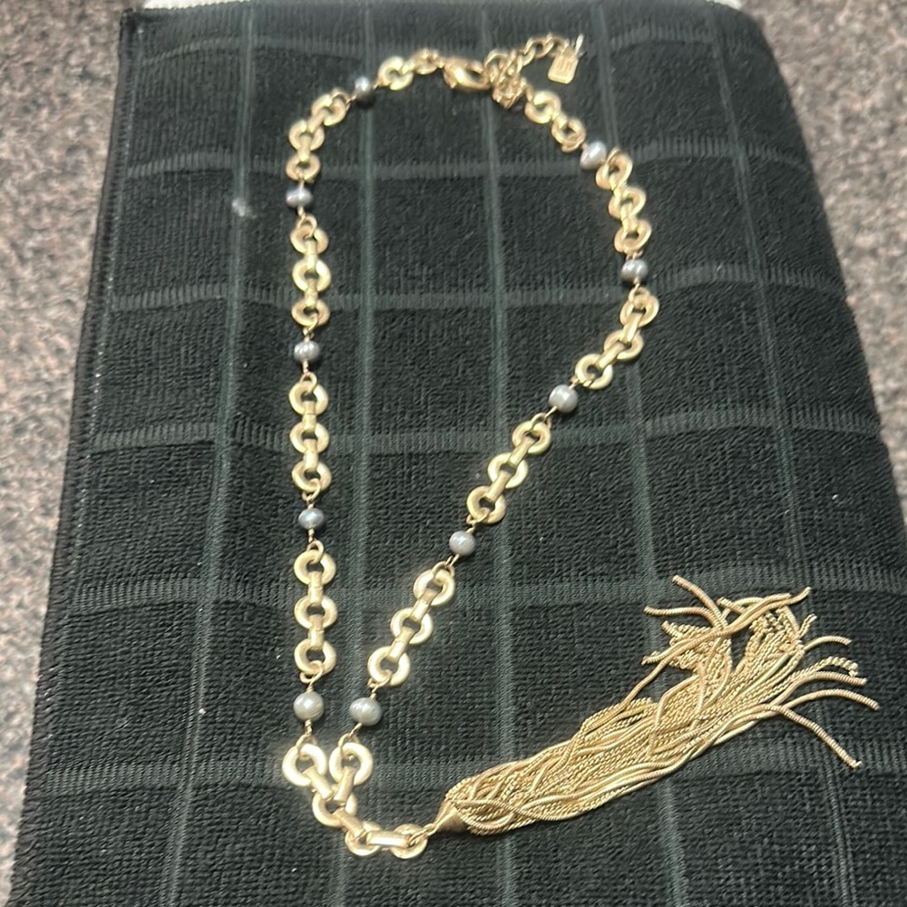 Robert Lee Morris Gold and Silver Feather Necklace